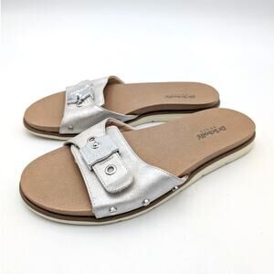 Dr. Scholl's Nice Iconic Slide Sandals Women's Metallic Silver Size US7M EU37